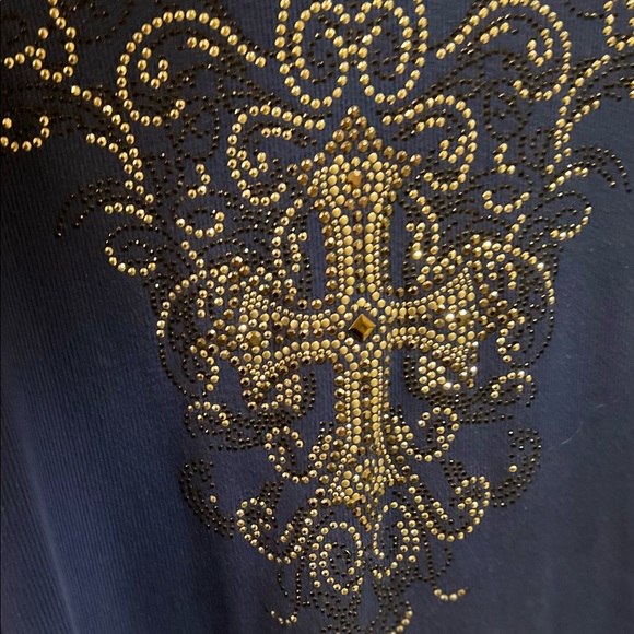 REBA Studded Cross Shirt Size M. Blue - Picture 3 of 3